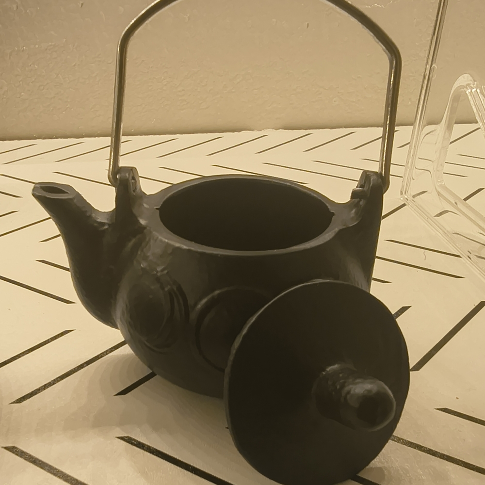 Black Cast Iron Teapot with Handle